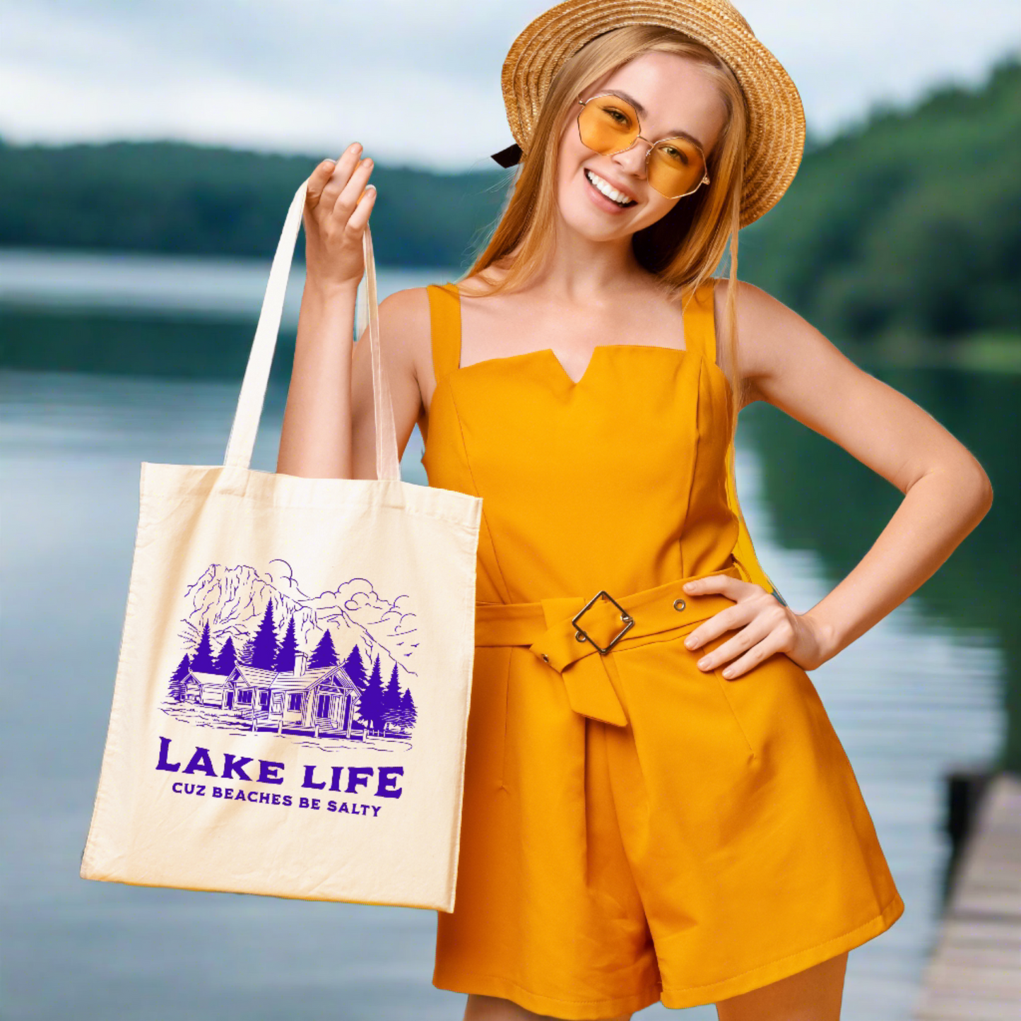 Lake Life Cotton Tote Bag