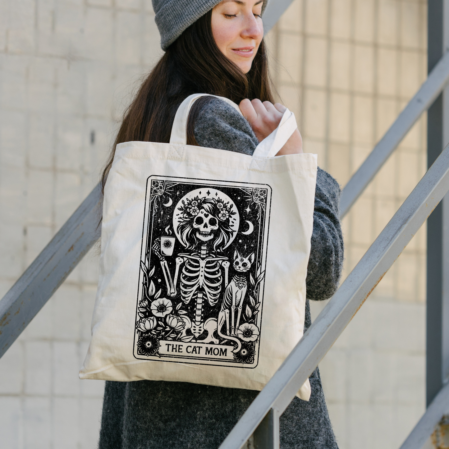 Cat Mom Tarot Card tote bag